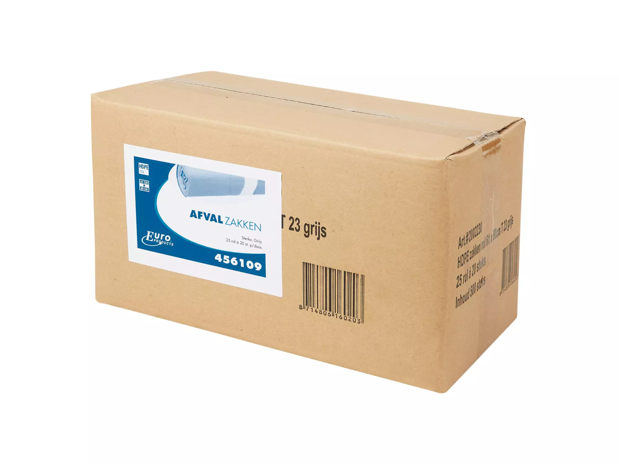 Afvalzak 61 x 80 cm T23 LDPE grijs 25 rol x 20 stuks - Afbeelding 2
