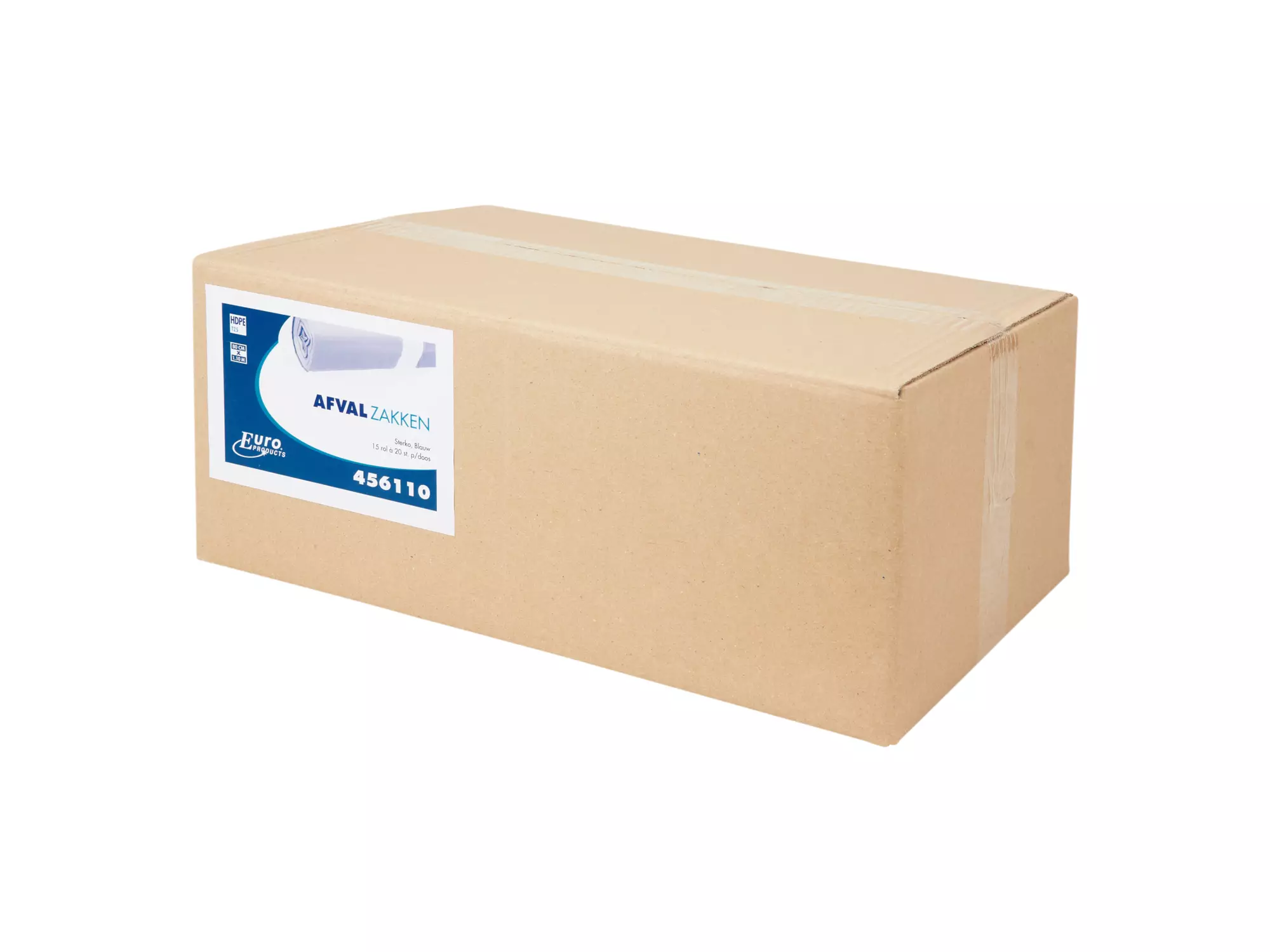 Afvalzak 80 x 110 cm T25 HDPE blauw 15 rol x 20 stuks - Afbeelding 2