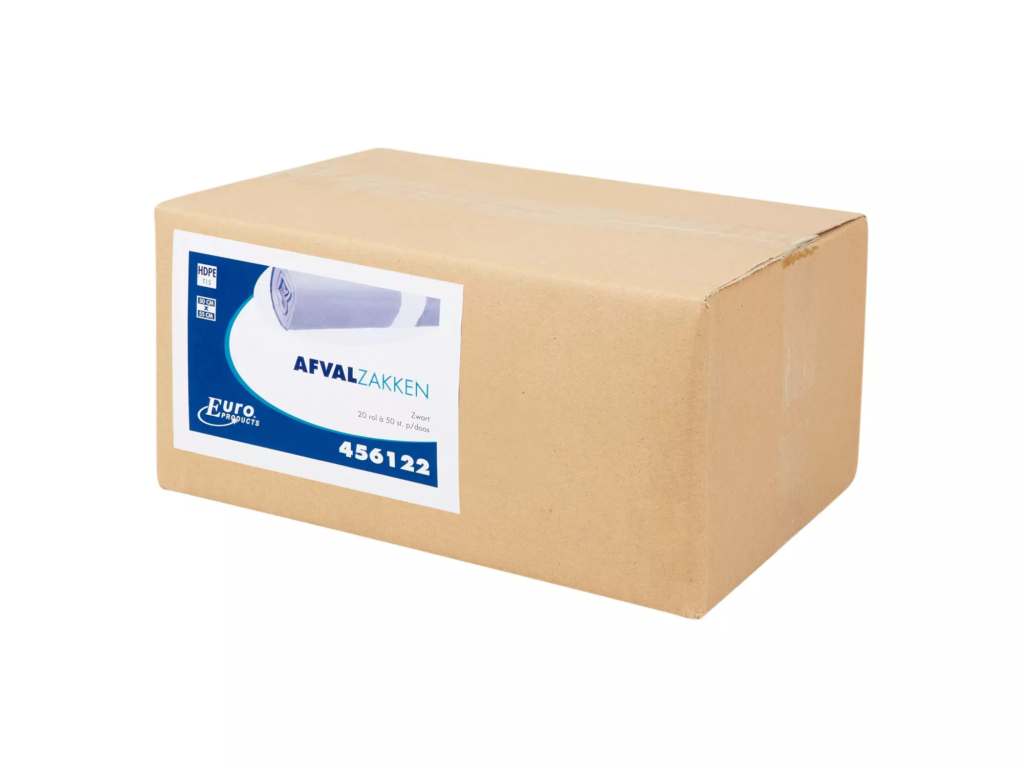 Afvalzak 50 x 55 cm T15 HDPE zwart 20 rol x 50 stuks - Afbeelding 2